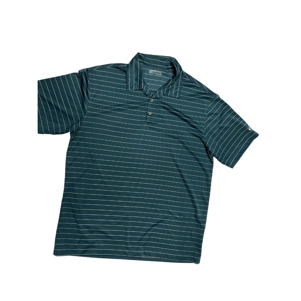 Nike Golf Mens XL Fit Dry Polo Shirt Blue Striped Mesh